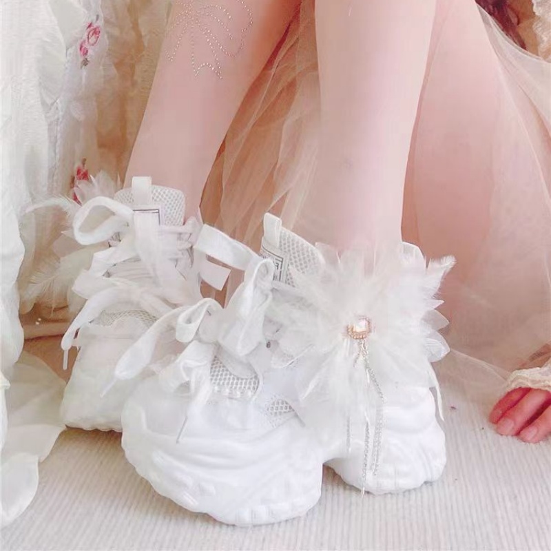 Women'S Shoes Hands Free - Scarpe da donna bianche con nappe