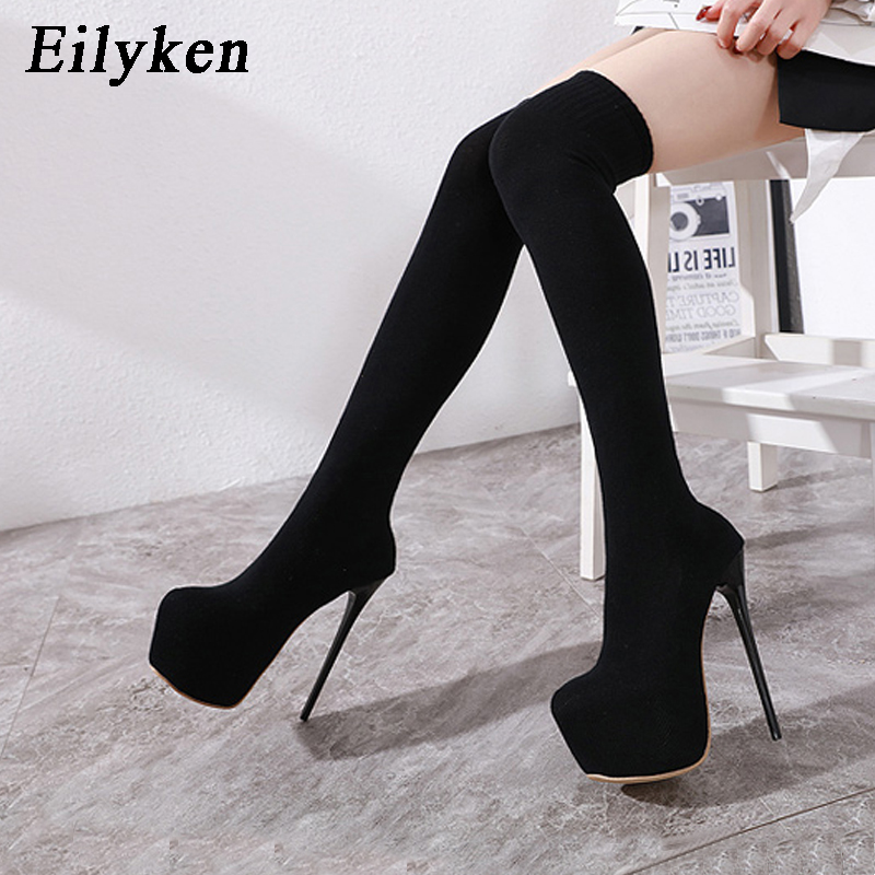 Sock Boot Women - Eilyken Moda Piattaforma Tessuto elasticizzato Stivali