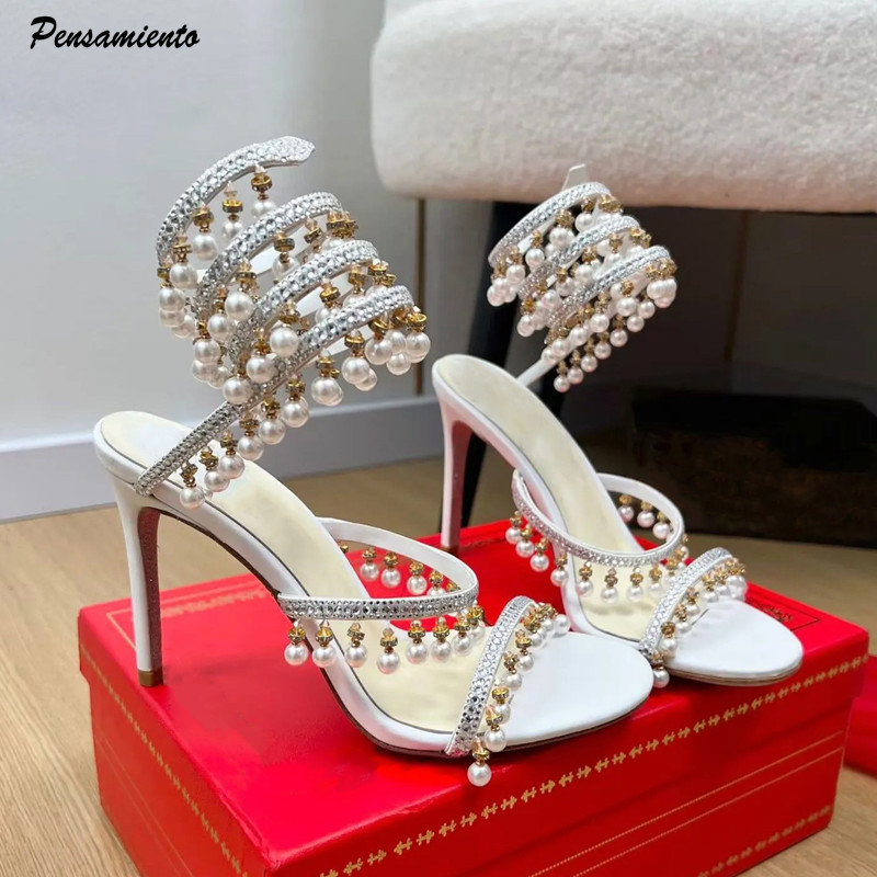 Women Shoes Formal - Sandali gladiatore da donna con strass